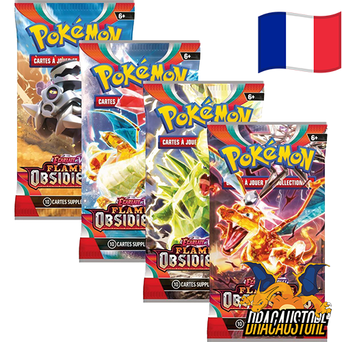 Lot De 4 Boosters Flammes Obsidiennes Pokémon - Anglais - Expédition Protégée