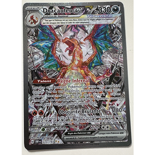 Carte Pokémon Dracaufeu EX 223/197 Ecarlate & Violet Flammes Obsidienn –  Dracaustore