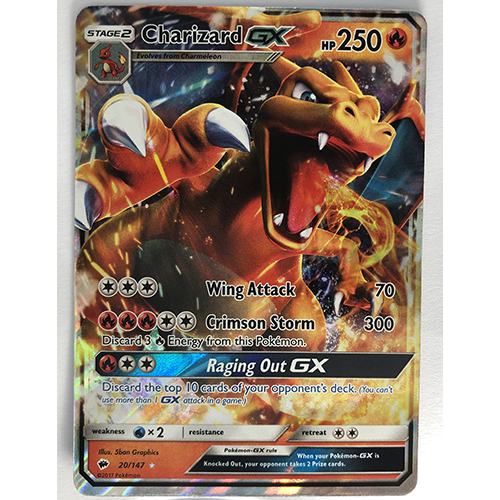 Carte Pokémon Charizard / Dracaufeu GX Officielle version Anglaise 020/147
