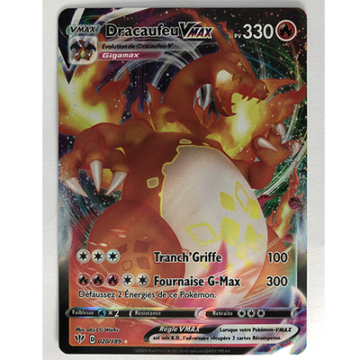 Carte Pokémon Dracaufeu VMAX Officielle version Française 020/189