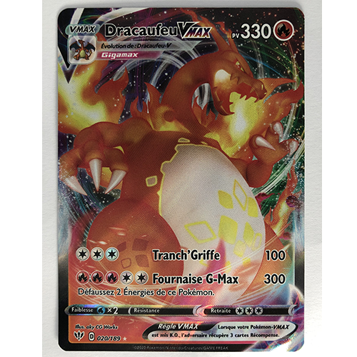 Carte Pokémon Dracaufeu VMAX Officielle version Française 020/189