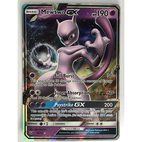 Carte Pokémon Mewtwo GX Officielle version Anglaise 039/073