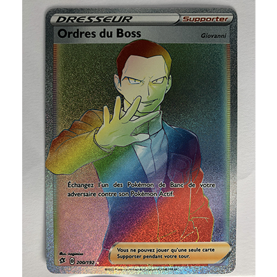 Carte Pokémon Ordre du Boss Secrète Rainbow Officielle version Française 200/192