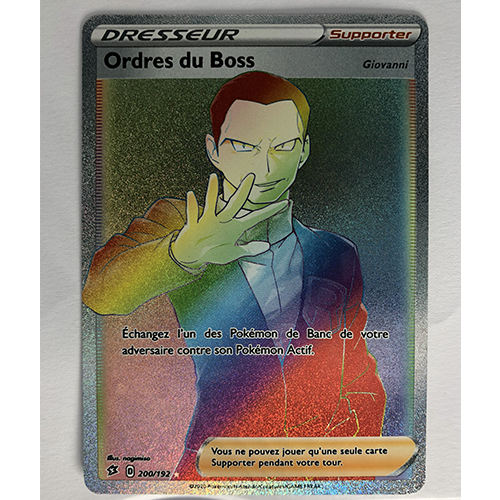 Carte Pokémon Ordre du Boss Secrète Rainbow Officielle version Française 200/192