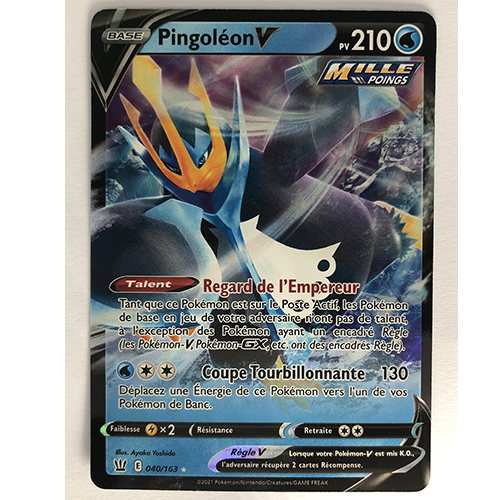 Carte Pokémon Pingoléon V Mille poings Officielle version Française 040/163