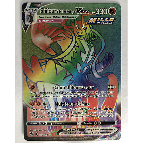 Carte Pokémon Shifours Mille poings VMAX Secrète Rainbow Officielle version Française 169/163